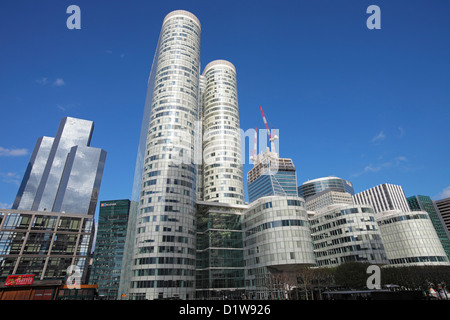 Tower Coeur Défense and headquarters of Total in the financial district La Défense in Paris (Puteaux) Stock Photo