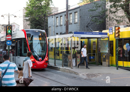 tram, Gulhane stop, old city of Istanbul, Turkey Stock Photo