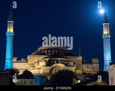 night view of Haghia Sophia, Istanbul, Turkey Stock Photo