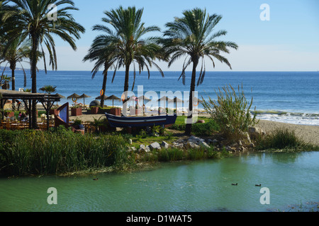 Spain, Andalucia - the Rio Verde runs in to the Mediterranean sea east of Puerto Banus, Marbella. Stock Photo