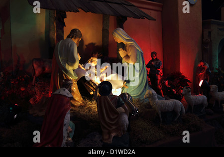 Christmas nativity scene; Jesus Christ, Mary and Joseph Stock Photo - Alamy