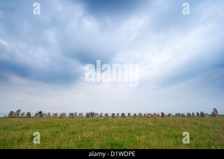 Ale's Stones (Ales stenar) megalithic monument in Scania, Sweden. Stock Photo