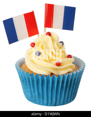 CUT OUT OF FRENCH FLAG CUPCAKE Stock Photo