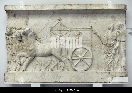 Roman relief from a commemorative monument of the Battle of Actium (31 BC). Detail of a processional scene. Marble.