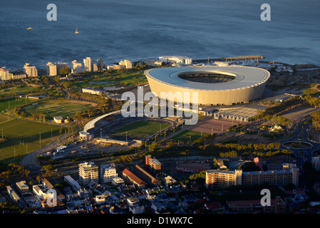 Aerial view of Greenpoint World Cup soccer stadium taken from Signal Hill. Stock Photo