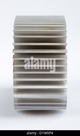 Aluminum cpu cooler heat sink isolated on white Stock Photo
