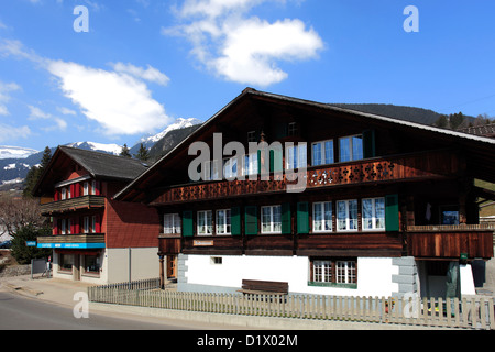 Swiss Hotels, Bars and Restaurants, ski resort of Grindelwald, Swiss Alps, Jungfrau - Aletsch; Bernese Oberland; Switzerland; Eu Stock Photo