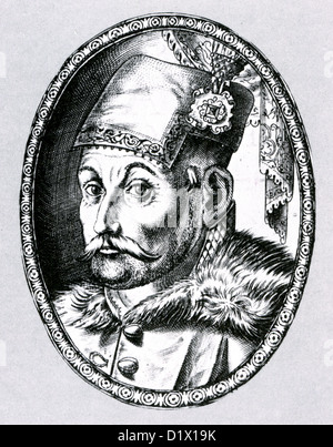 STEPHEN BATHORY (1533-1586) King of Poland in contemporary engraving Stock Photo