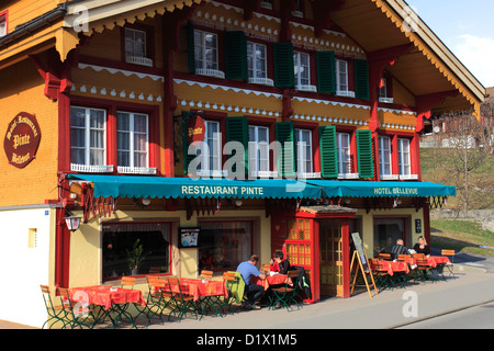 Swiss Hotels, Bars and Restaurants, ski resort of Grindelwald, Swiss Alps, Jungfrau - Aletsch; Bernese Oberland; Switzerland; Eu Stock Photo