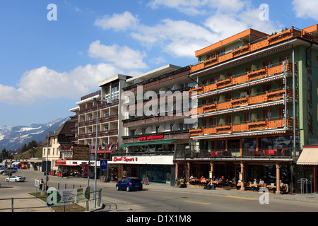 Swiss Hotels, Bars and Restaurants, ski resort of Grindelwald, Swiss Alps, Jungfrau - Aletsch; Bernese Oberland; Switzerland; Eu Stock Photo