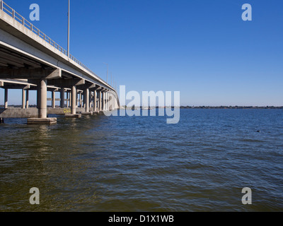 Melbourne Causeway to Indialantic Florida over the Indian River Lagoon on the Space Coast Stock Photo