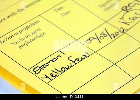 Yellow Fever certificate of Vaccination, UK Stock Photo