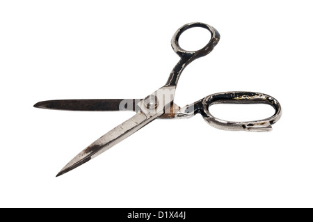 old tailor's scissors isolated on a white background Stock Photo