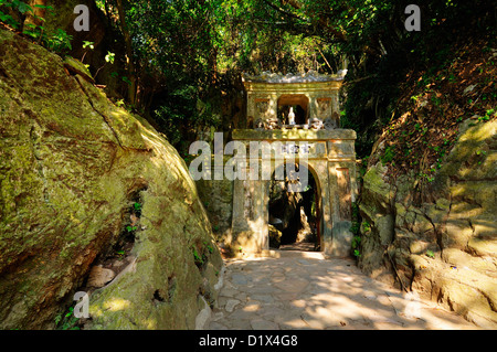 Entrance gate to Huyen Khong cave. Marble Mountains, Danang, Vietnam Stock Photo