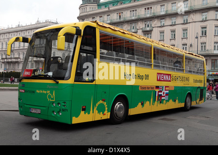 A (Temsa Safari HD) Vienna Sightseeing tourist hop on hop off bus in Vienna, Austria. Stock Photo