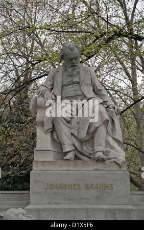 Close up of the Johannes Brahms statue in Resselpark, Karlsplatz, Vienna, Austria. Stock Photo
