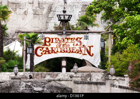 Disneyland Paris France Europe Pirates of the Caribbean Sign Stock Photo