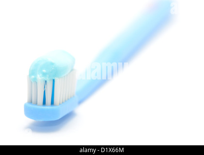 Macro shot of toothbrush on the white background. Stock Photo