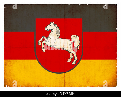 Flag of the German province Lower Saxony created in grunge style Stock Photo
