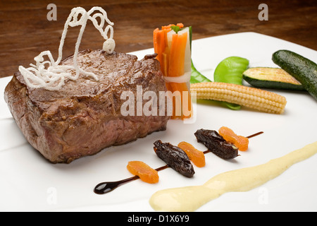 Sirloin Beef with Vegetables Solomillo de Ternera con Verduras Stock Photo