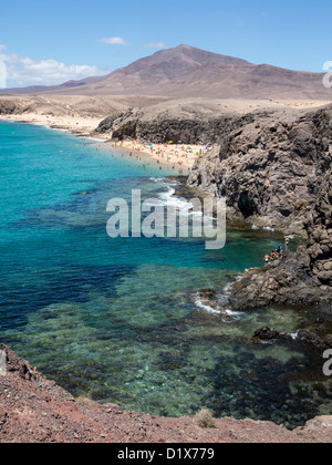 Playa del Pozo and Playa Mujeres beaches at  Papagayo, near Playa Blanca, Lanzarote, Canary Islands Stock Photo