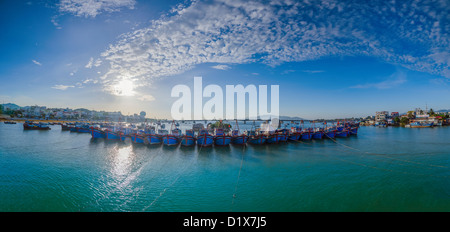 Fishing Boats in Nha Trang Harbor, Vietnam Stock Photo