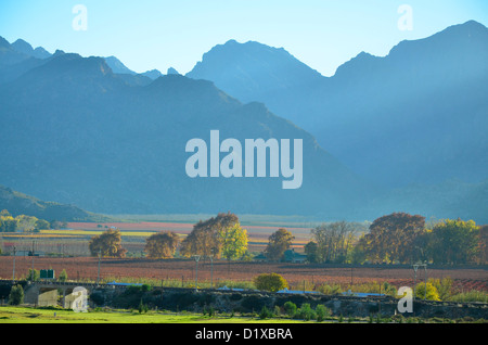 Autumn in the Hex River Valley at De Doorns, Western Cape, South Africa Stock Photo