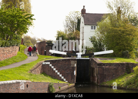 Locks on the Stourbridge Canal near the Red House Glass Cone at Wordsley, Dudley, West Midlands Stock Photo