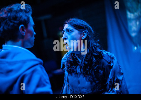 Two Students, Aberystwyth University theatre studies dept. performing in stage version of Phillip Pullman's 'His Dark Materials' Stock Photo