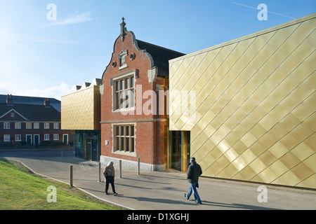 Maidstone Museum, Maidstone, United Kingdom. Architect: Hugh Broughton Architects Limited, 2012. Juxtaposition of facades. Stock Photo