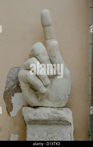 Over sized marble hand of Emperor Constantine in the Capitoline Museum, Rome, Italy Stock Photo