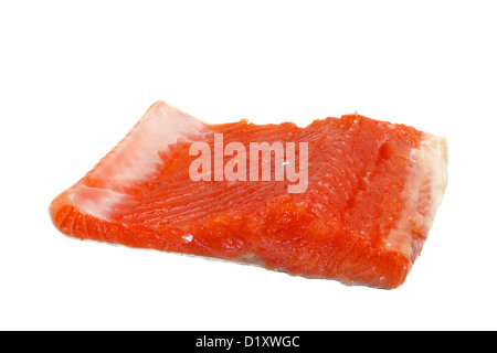Fresh trout fillet piece isolated on white background Stock Photo