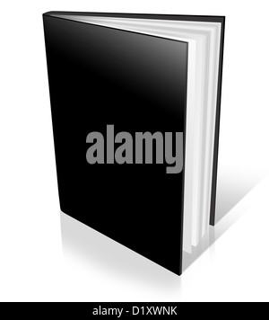 black Hard Cover Book Open on white background Stock Photo