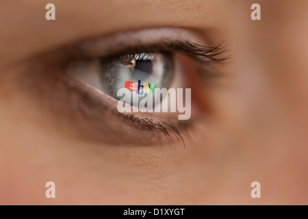 Woman looking at the Internet site of the online auctioneer ebay Stock Photo