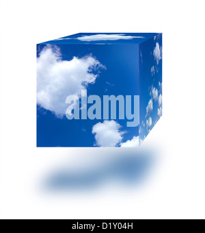 Sky cube against a white background. Stock Photo