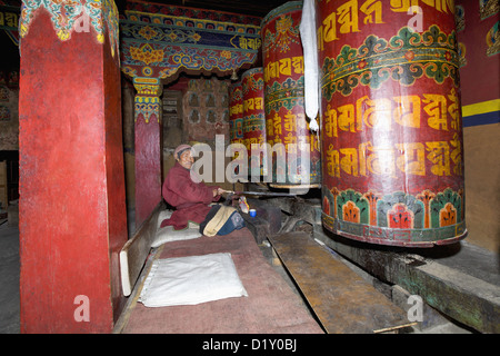 Old Man In monastery Tawang, Arunachal Pradesh, India Stock Photo