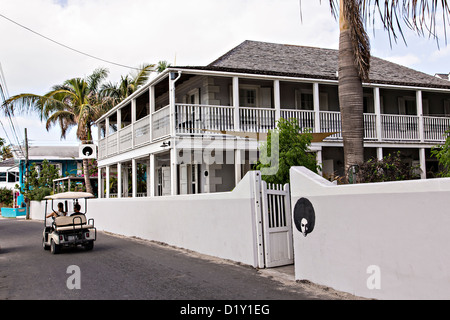 Traditional clapboard houses in Dunmore Town, Harbour Island, The Bahamas Stock Photo