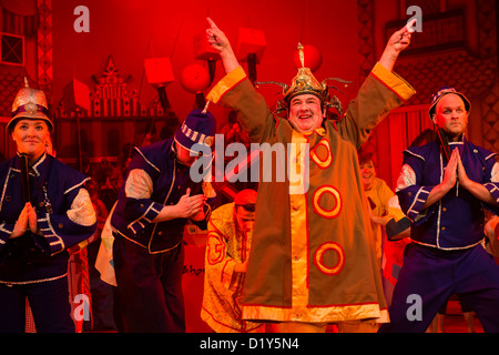 Traditional christmas entertainment: 'Aladdin' pantomime at Aberystwyth Arts Centre Stock Photo