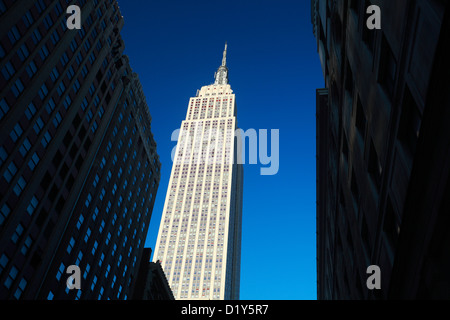 The Empire State Building, in New York City, viewed from street level. Stock Photo