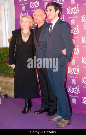 London, UK - 8 January 2013: Sir Ben Kingsley and gillian Anderson arrive at the European premiere of Cirque du Soleil’s latest show KOOZA at Royal Albert Hall. Stock Photo