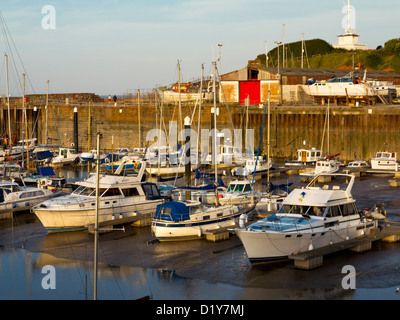 Boats moored in Watchet Harbour in North Somerset England UK a coastal town in the Bristol Channel Stock Photo