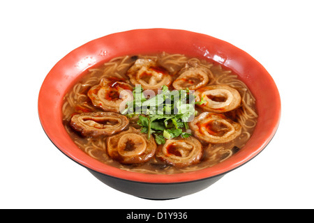 Taiwan famous food - pork intestine thin noodles Stock Photo