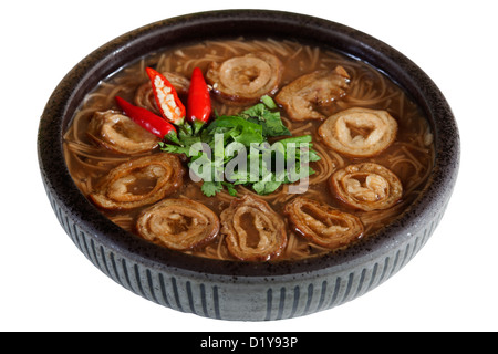 Taiwan famous food - pork intestine thin noodles Stock Photo