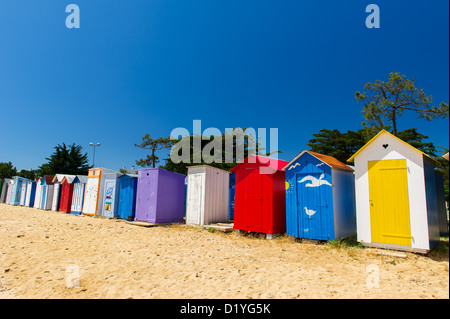 colorful beach houses on Oleron island in France Stock Photo