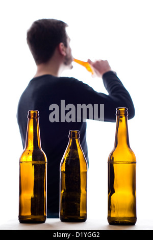 Man drinking alone Stock Photo