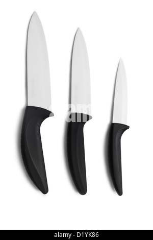 the set of three ceramic knives Stock Photo