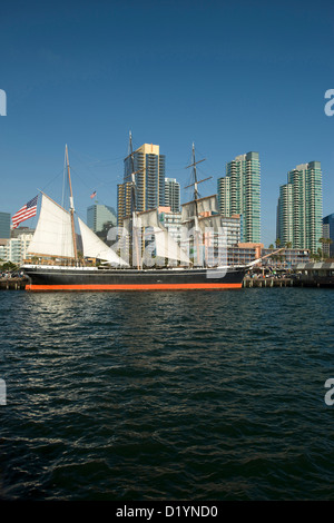 STAR OF INDIA TALL SHIP MARITIME MUSEUM DOWNTOWN SKYLINE SAN DIEGO CALIFORNIA USA Stock Photo