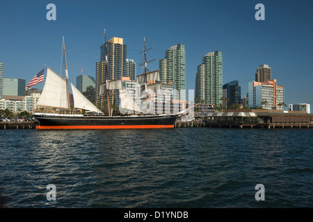 STAR OF INDIA TALL SHIP MARITIME MUSEUM DOWNTOWN SKYLINE SAN DIEGO CALIFORNIA USA Stock Photo