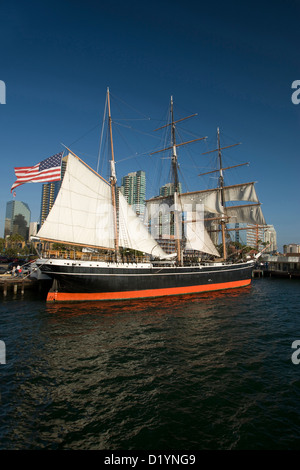 STAR OF INDIA TALL SHIP MARITIME MUSEUM DOWNTOWN SKYLINE SAN DIEGO CALIFORNIA USA Stock Photo