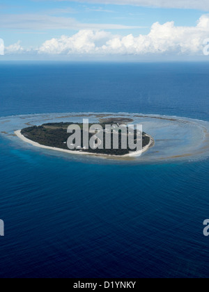 Aerial view of Lady Elliot Island the southern most coral reef of the Great Barrier Reef Queensland Australia Stock Photo